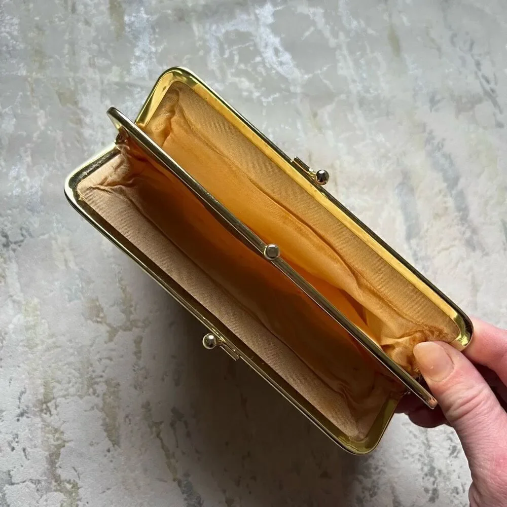 Vintage Chain Mail Gold Metal Metallic Clutch